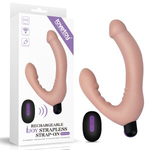 Dương vật giả hai đầu Lovetoy dòng Strappless Strap-on siêu mềm có trứng rung tháo rời được DV304