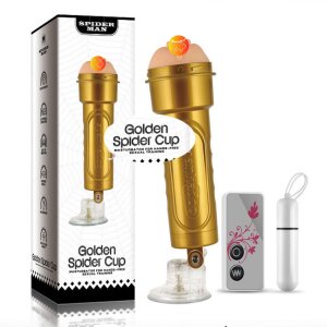 Âm đạo giả gắn tường Fleshlight Golden Spider có rung xoay 135 độ AD412